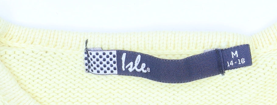 Isle Womens Yellow Cotton Crew Neck Pullover Jumper M 14-16