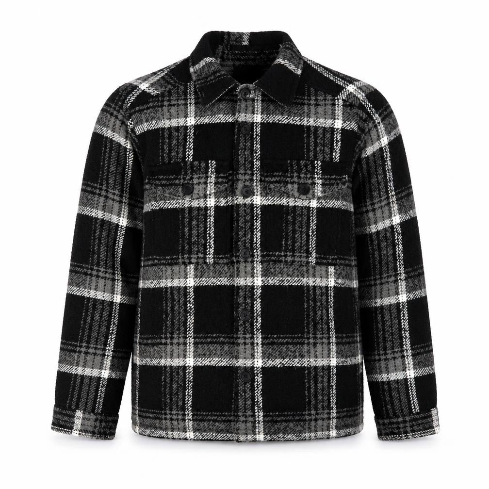 River Island Men's Black Check Fleece Shacket XS