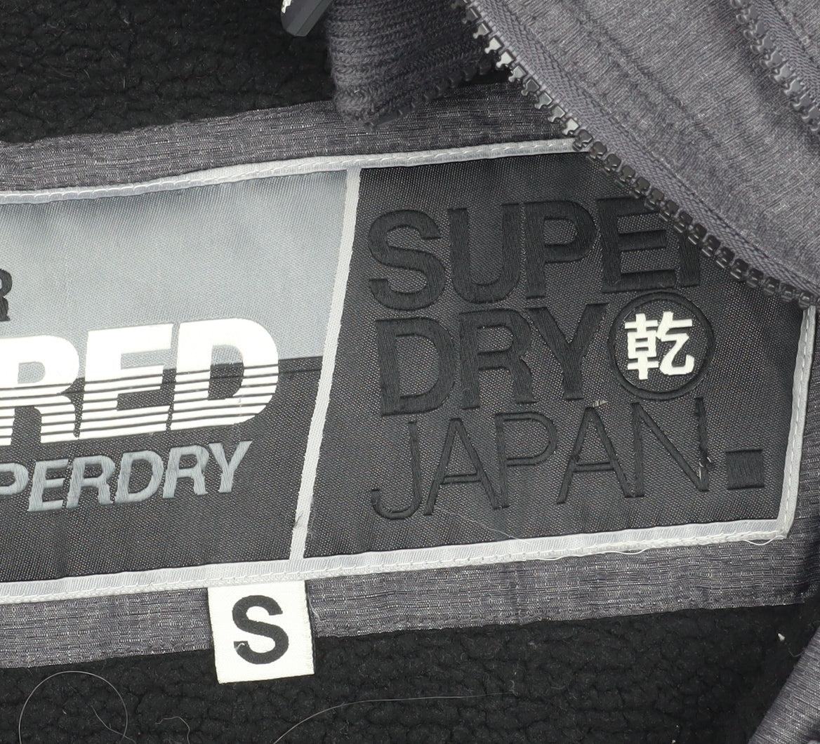 Superdry Women Grey S Puffer Jacket Hooded Fur Trim Winter Coat