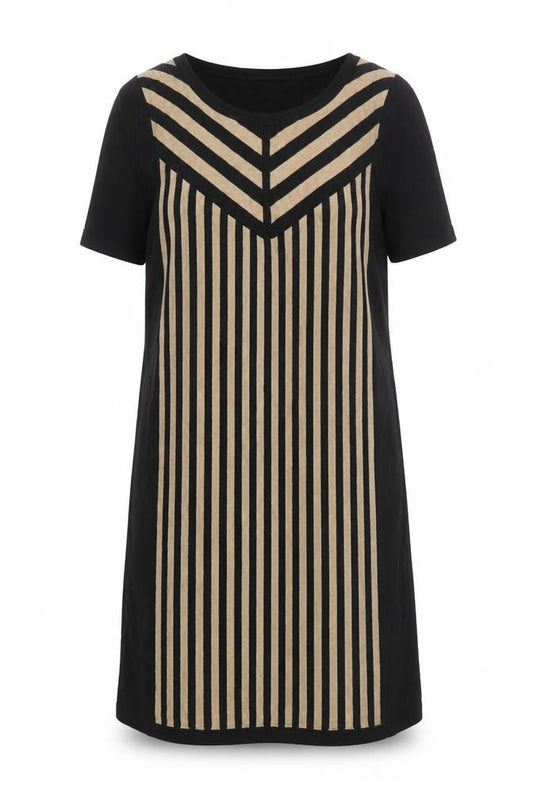 Marks & Spencer Autograph Black Striped Shift Dress Women Size 12