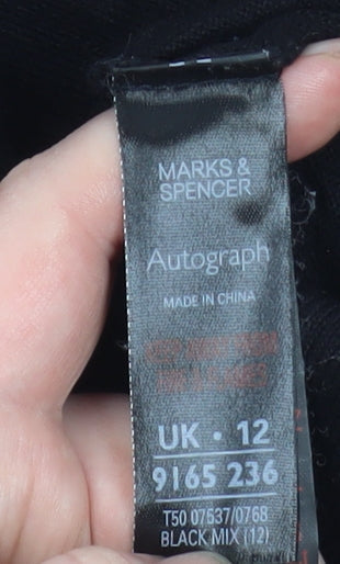 Marks and Spencer Autograph Black Striped Shift Dress Women Size 12