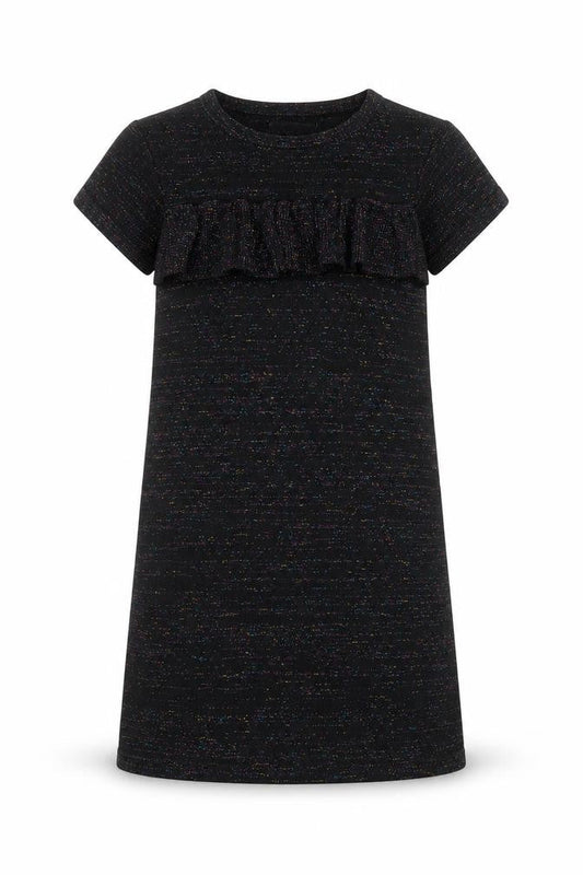 Bluezoo Girls Black Glitter Shift Party Dress 5-6 Years Short Sleeve