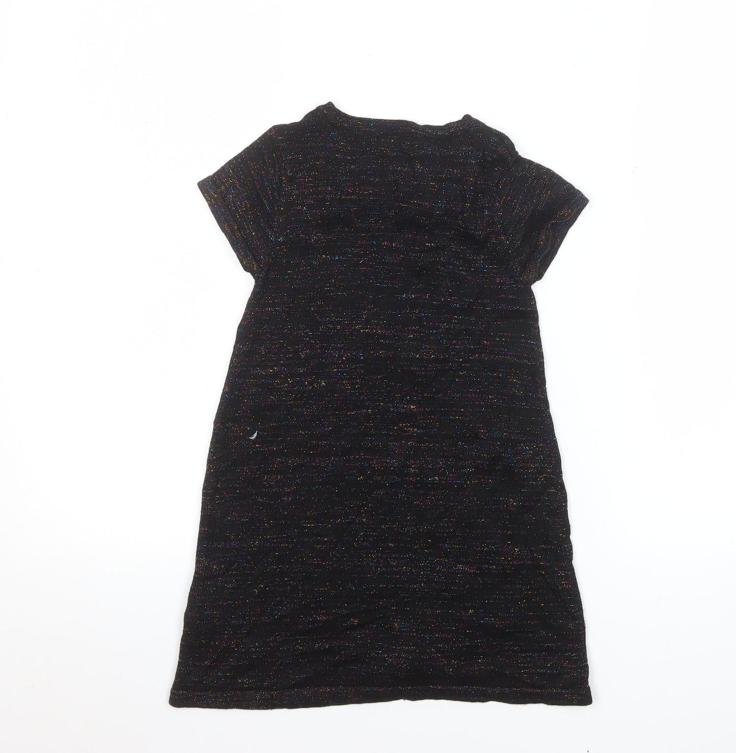 Bluezoo Girls Black Glitter Shift Party Dress 5-6 Years Short Sleeve