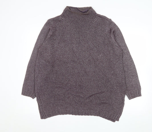 Windsmoor Women’s Purple Mock Neck Chunky-Knit Jumper Size S