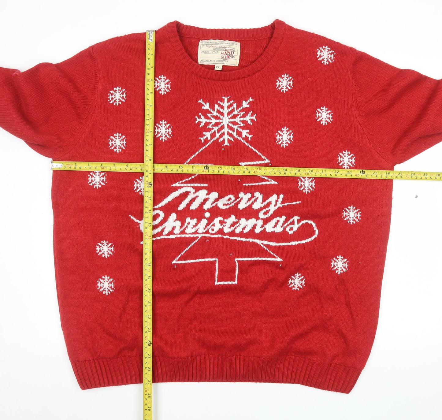 Sandstone Mens Red 2XL Christmas Crew Neck Pullover Jumper