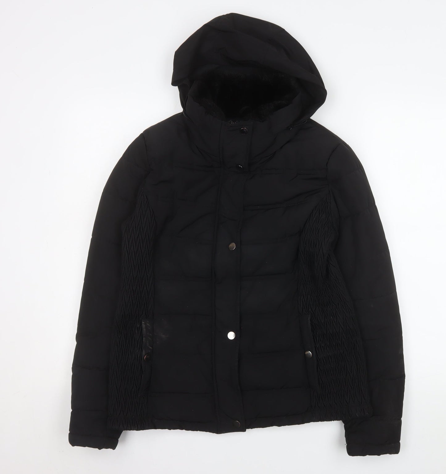 Tu Women Black Size 10 Hooded Puffer Jacket Winter Coat