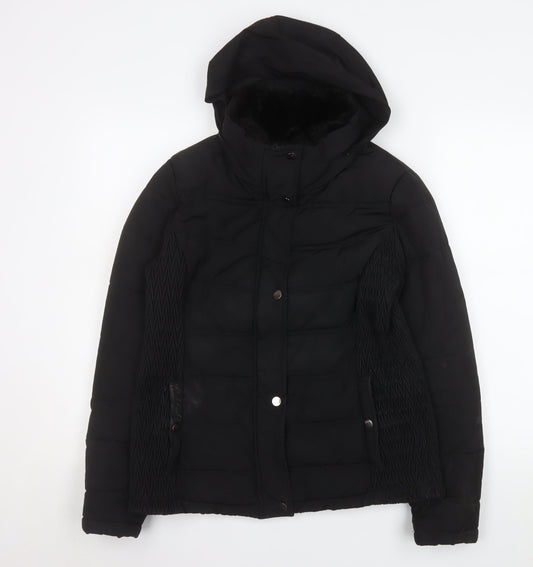 Tu Women Black Size 10 Hooded Puffer Jacket Winter Coat