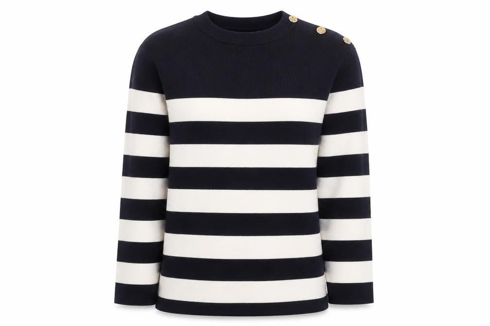 Marks & Spencer Women’s Blue Striped Crew Neck Lightweight Jumper XS