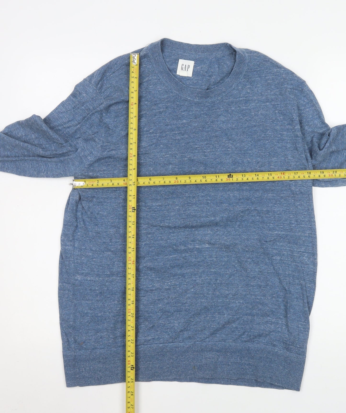 GAP Mens Blue Cotton Blend Crew Neck Pullover Jumper Size M
