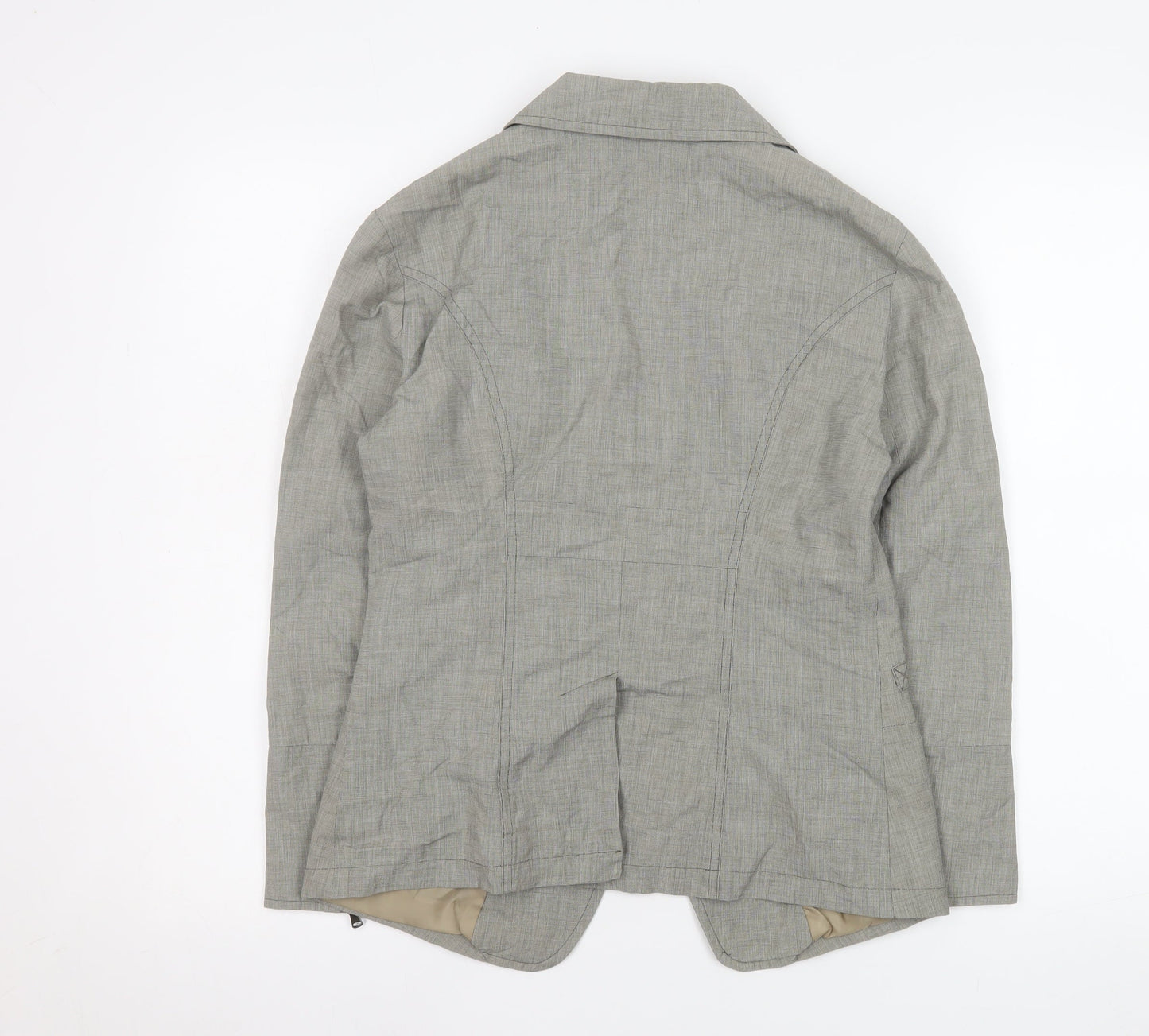 Max&Co Women Grey Linen Cotton Single Breasted Blazer Jacket Size 12