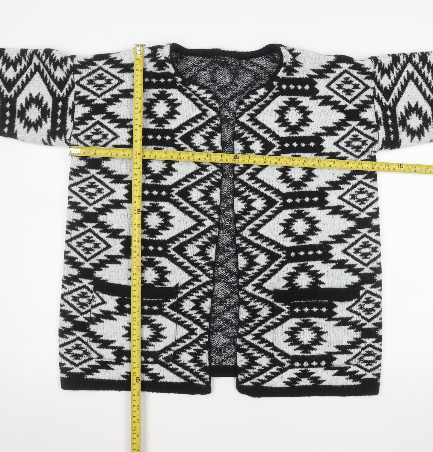 Atmosphere Women’s Black Aztec Knit Open Cardigan Size S