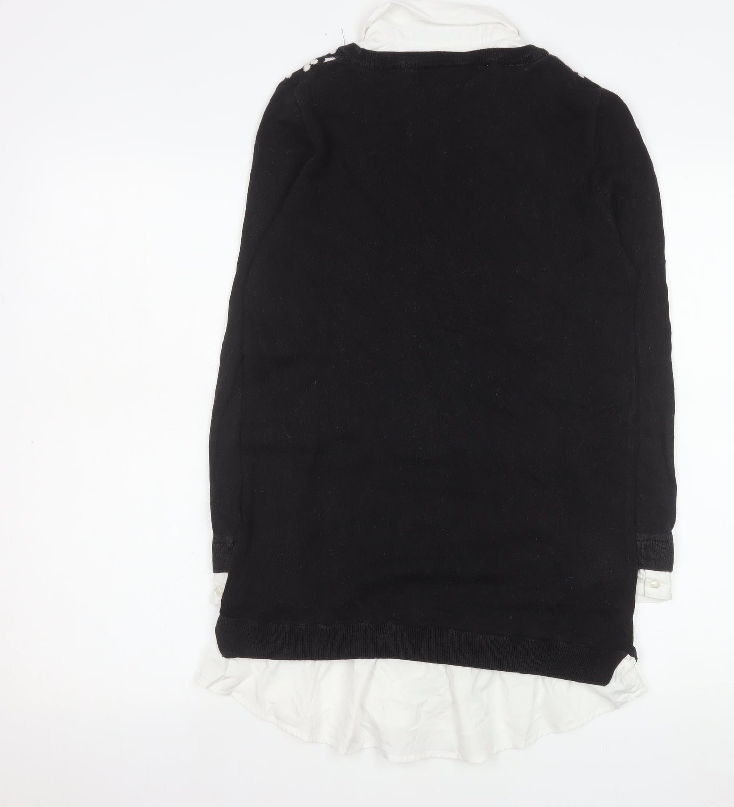 Next Women’s Black Heart Knit Layered Blouse Size 10