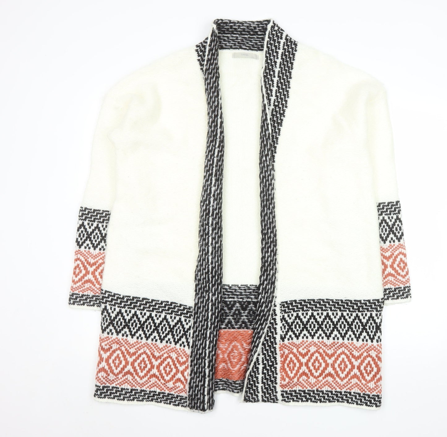 George Women's Ivory Aztec Knit Open Cardigan Size 18