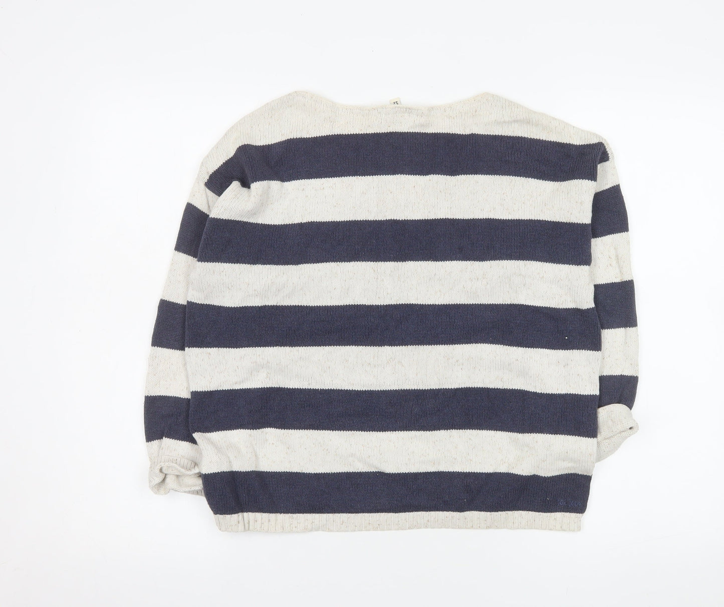 Fat Face Women’s Blue Stripe Cotton Boat Neck Jumper Size 12