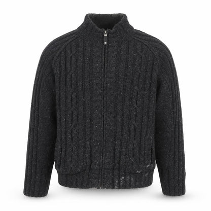 Next Men's Grey Full Zip Wool Blend Knit Jacket XL