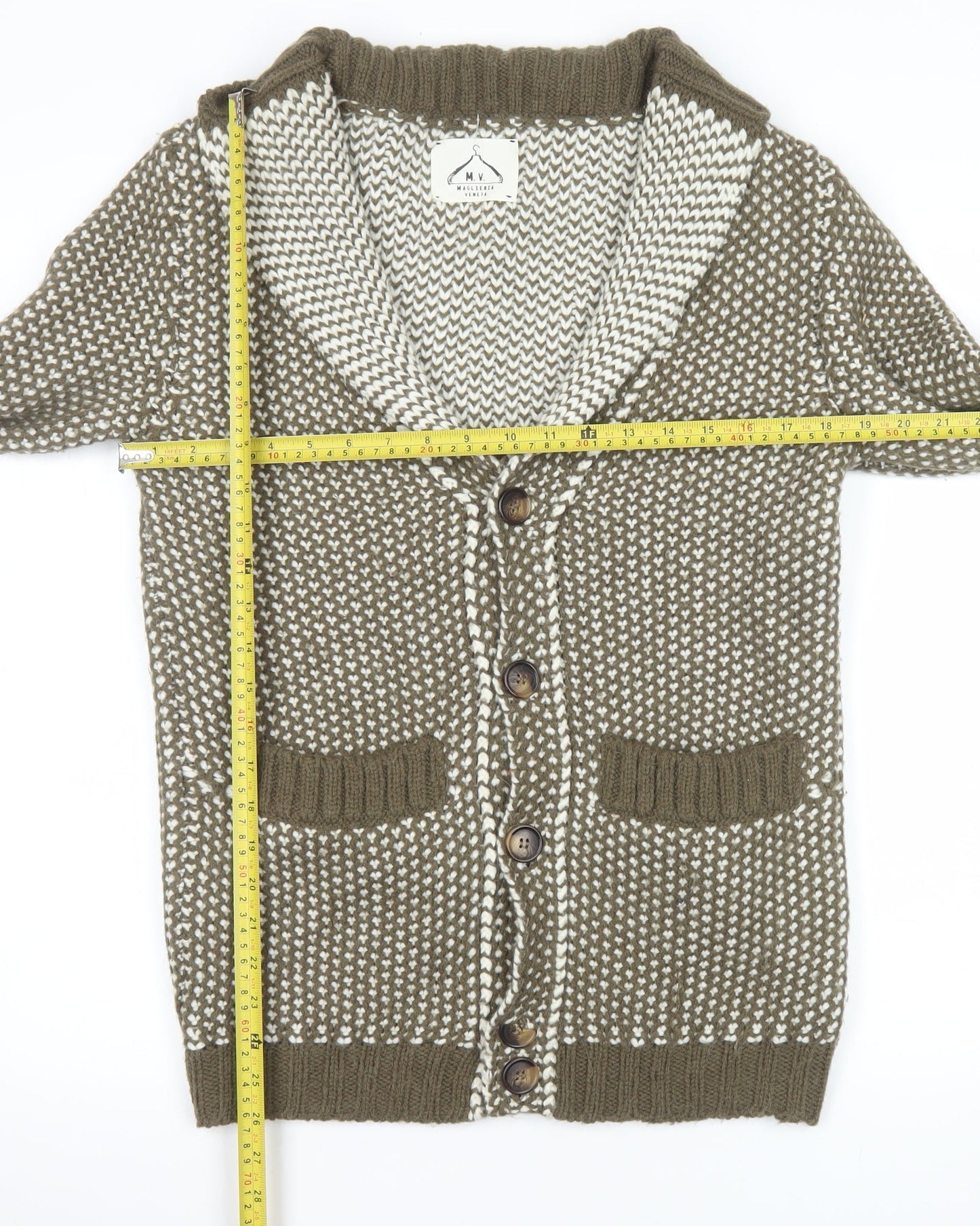 Maglieria Veneta Women's Brown Chunky Knit Cardigan Size S Wool Blend