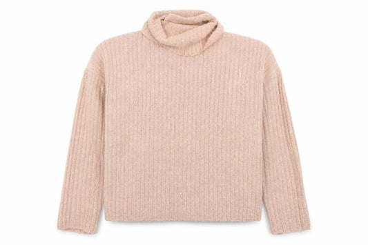 Brave Soul Womens Beige Roll Neck Ribbed Knit Jumper Size M