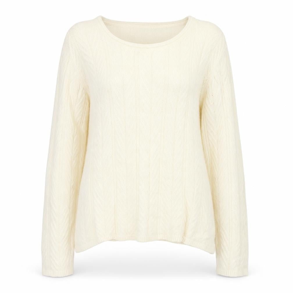 Isle Essentials Women Ivory Cable-Knit Pullover Jumper Size M 14-16 Acrylic