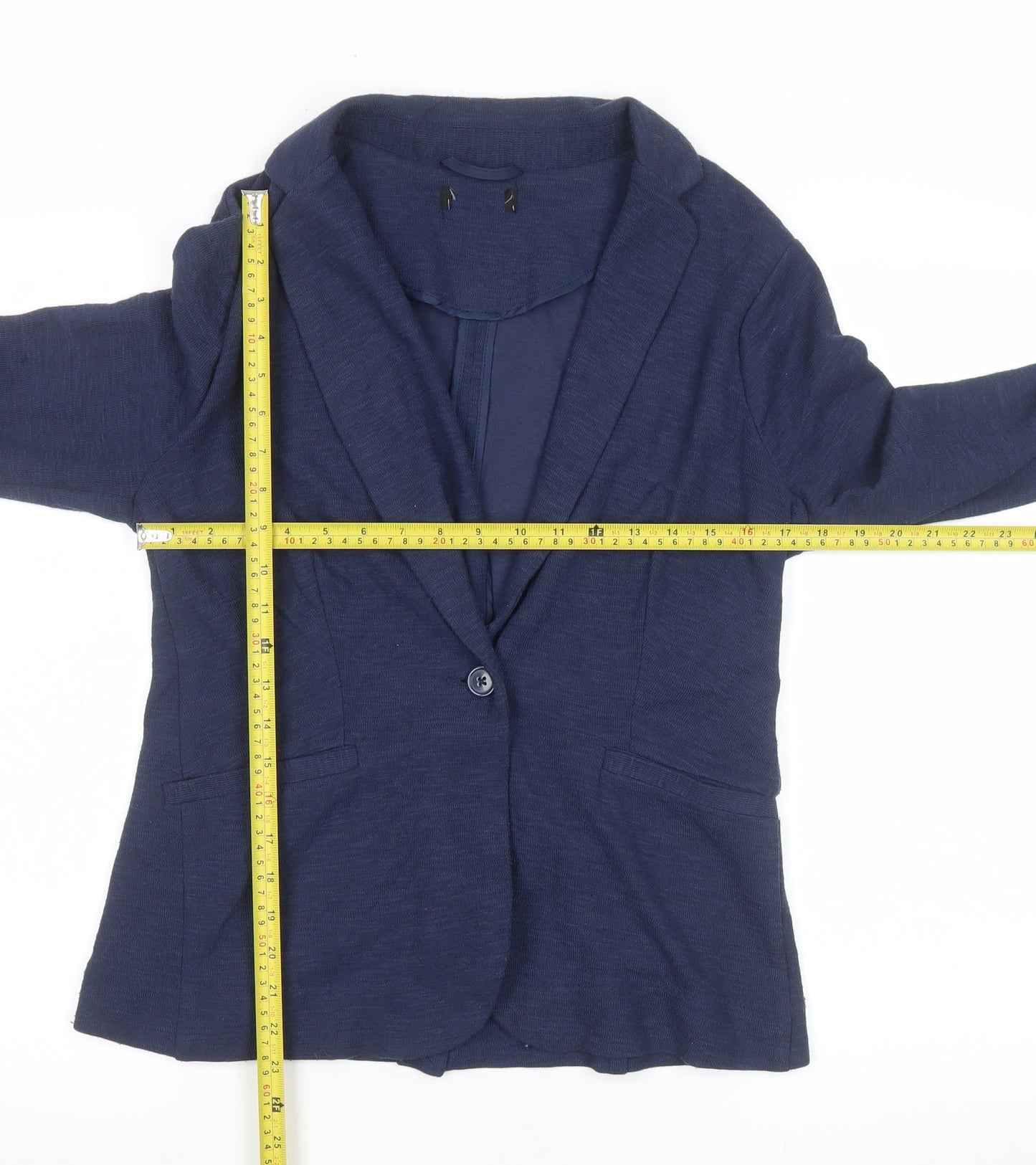 New Look Womens Blue Blazer Jacket UK 12 Single-Breasted Cotton Blend