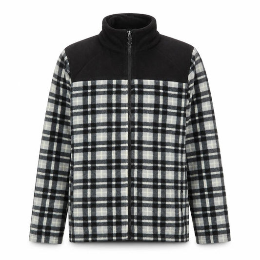 Cotton Traders Men's Black Checked Fleece Jacket Size S
