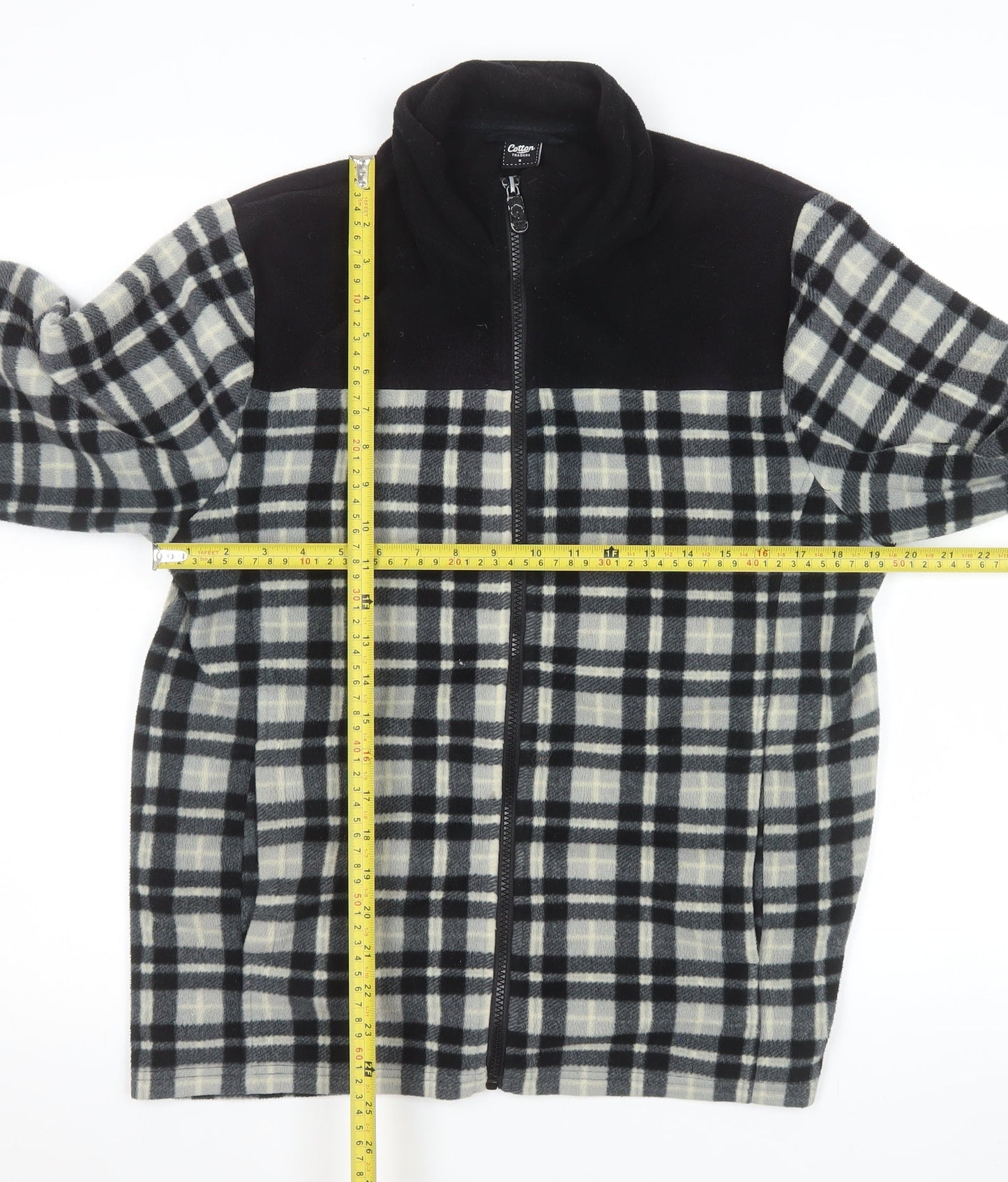 Cotton Traders Men's Black Checked Fleece Jacket Size S
