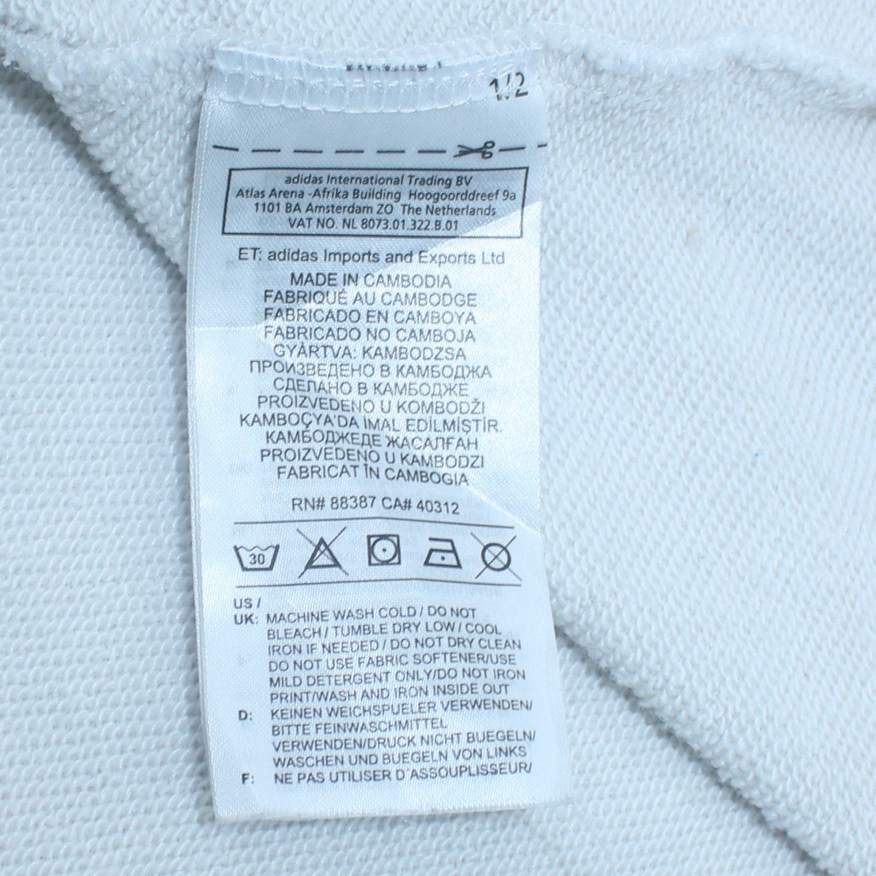 Adidas Women's White Crop Sweatshirt Small Crew Neck Long Sleeve Pullover