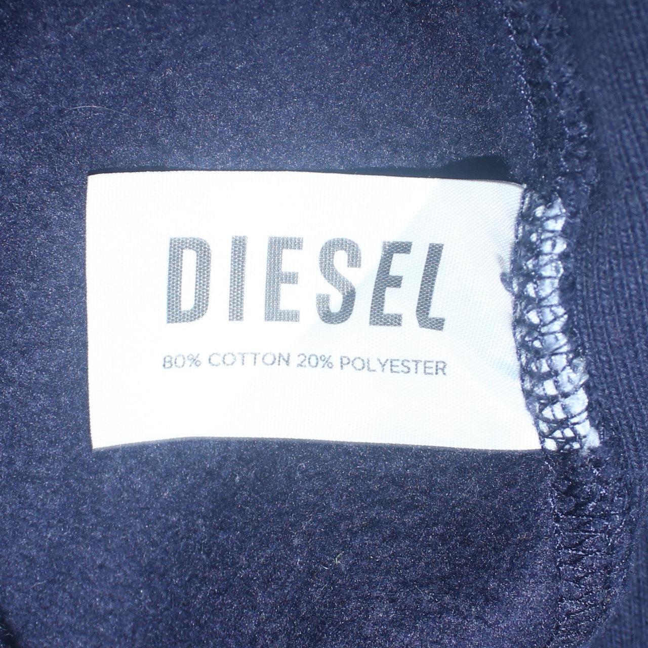 Diesel Men's Blue XL 1/2 Zip Hoodie with Logo and Pocket