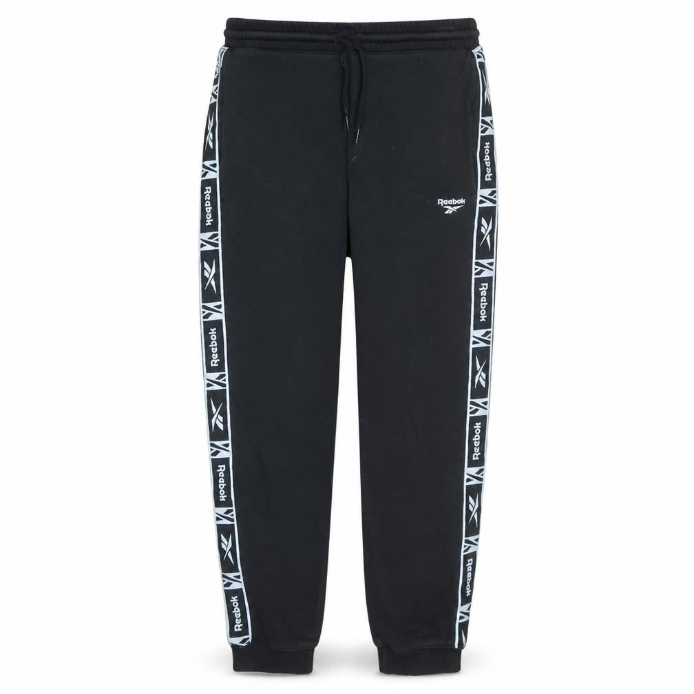 Reebok Men's Black Jogger Sweatpants Medium Logo Tapered Fit