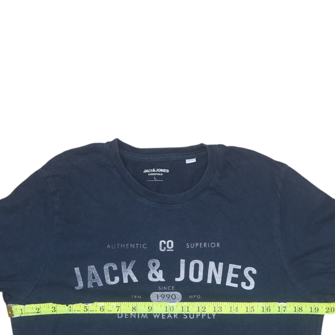 Jack & Jones Men's Blue L Crew Neck Graphic Print Cotton T-Shirt
