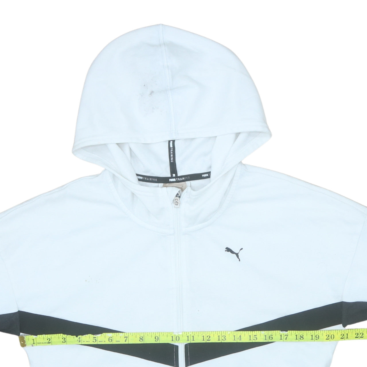Puma Women White Full Zip Hoodie Sweatshirt Size M Training Logo