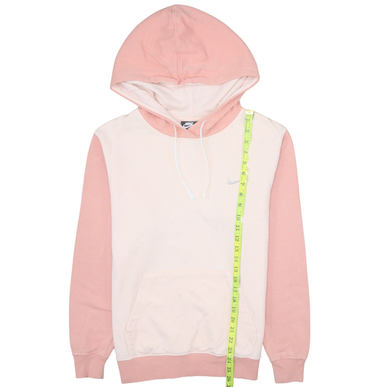 Nike Women's Pink Colourblock Pullover Hoodie Size S Cotton Blend