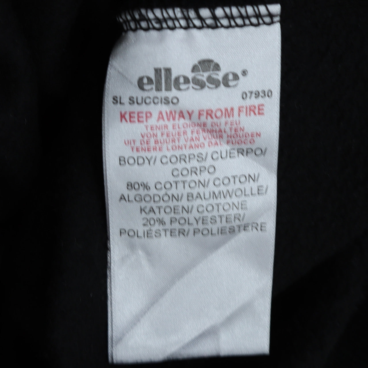 Ellesse Men’s Black Regular Fit Crew Neck Pullover Sweatshirt S