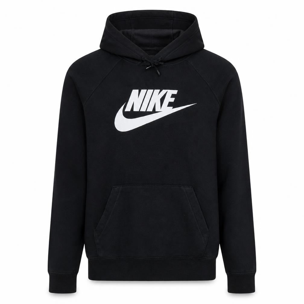 Nike Mens Black Pullover Hoodie Medium Logo Fleece Sweatshirt