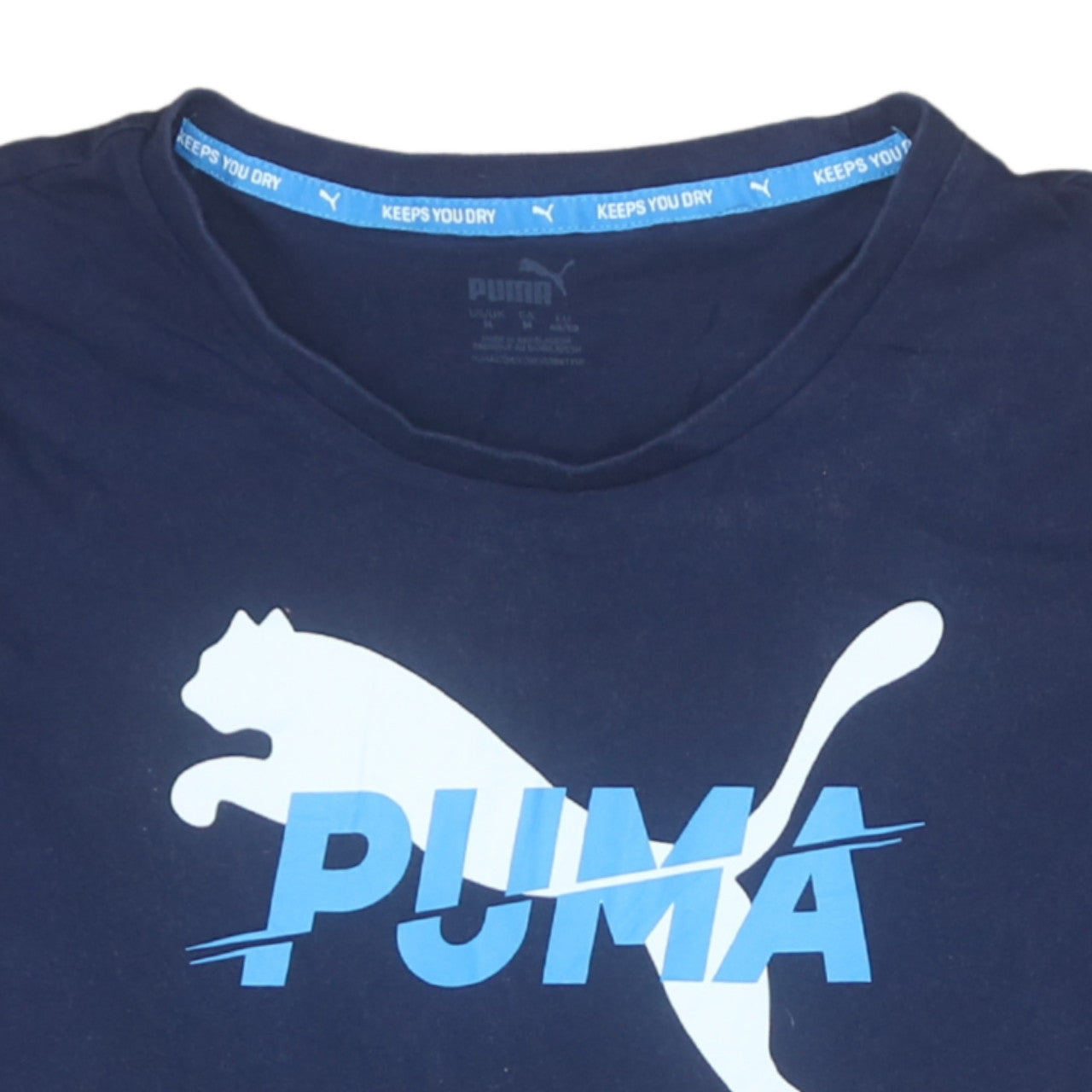 Puma Men's Blue Graphic Logo Short Sleeve Cotton T-Shirt Size M