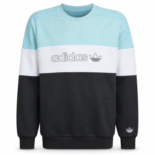 Adidas Mens Blue Colour Block Crew Neck Sweatshirt Small
