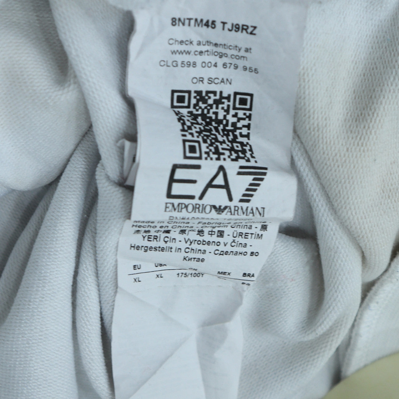 Emporio Armani EA7 Women's White XL Pullover Sweatshirt with Logo Detail