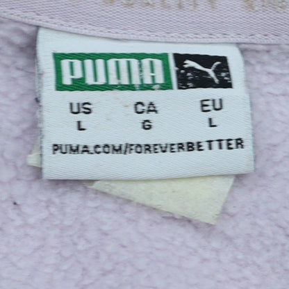 Additional view of Puma women’s lilac crew neck pullover sweatshirt, size L, relaxed fit