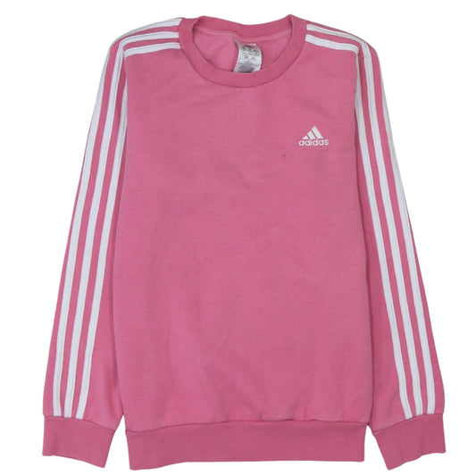 Adidas Womens Pink Pullover Sweatshirt Size 12-14 Classic Crew Neck