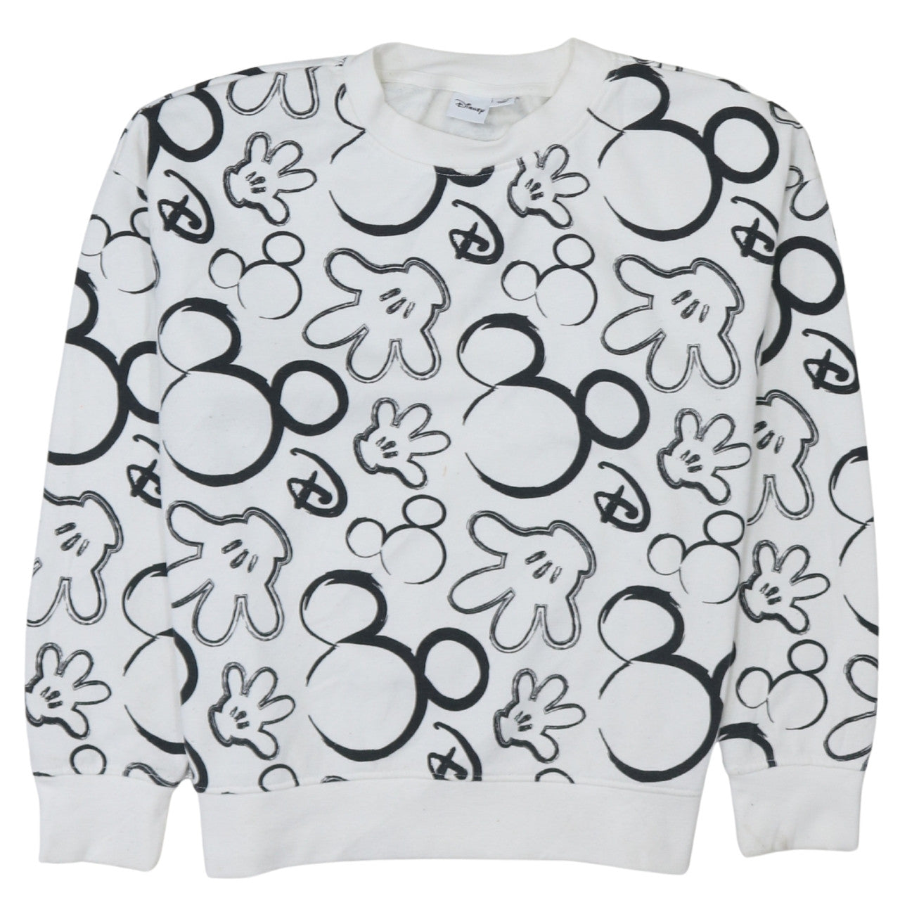 Disney Primark Women White Mickey Print Pullover Sweatshirt Size S