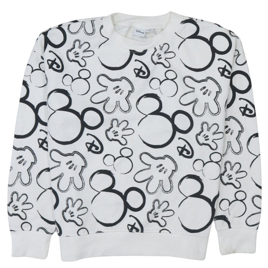 Disney Primark Women White Mickey Print Pullover Sweatshirt Size S