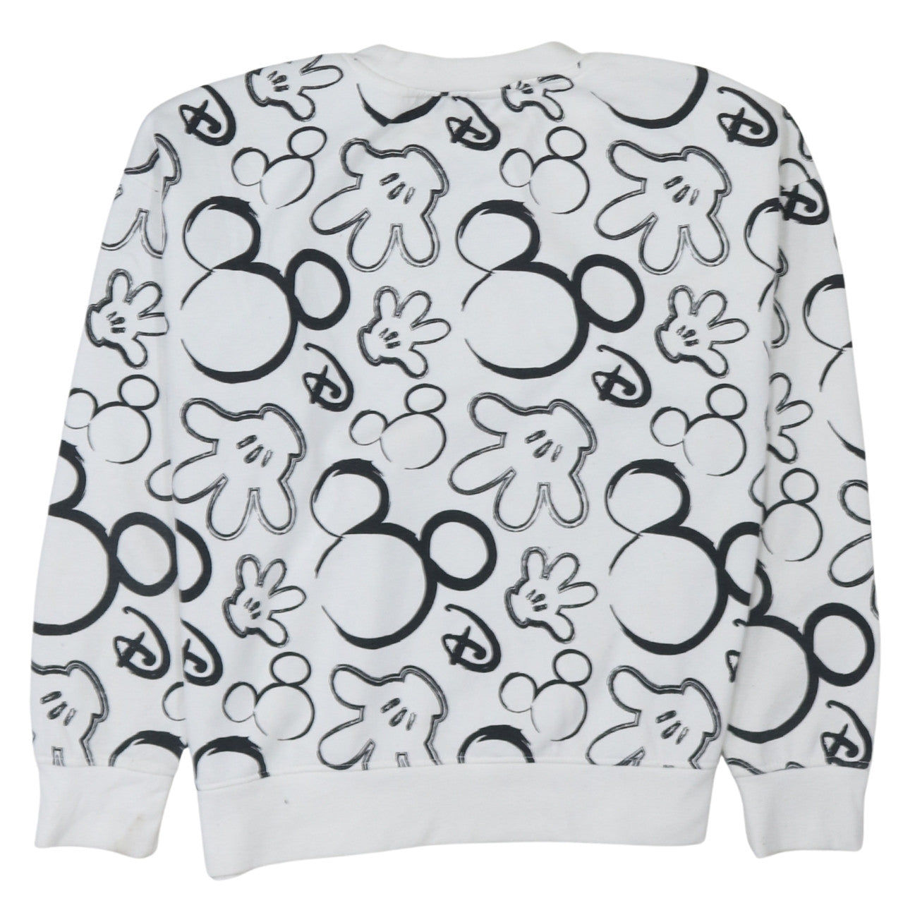 Disney Primark Women White Mickey Print Pullover Sweatshirt Size S