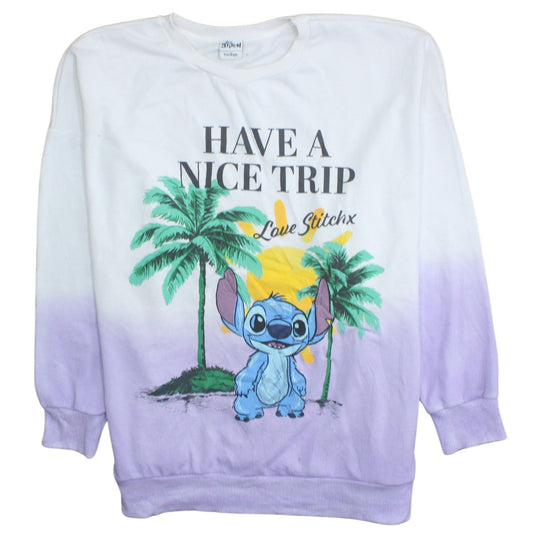 Disney Stitch at George Women’s White Purple Pullover Sweatshirt Size 8-10