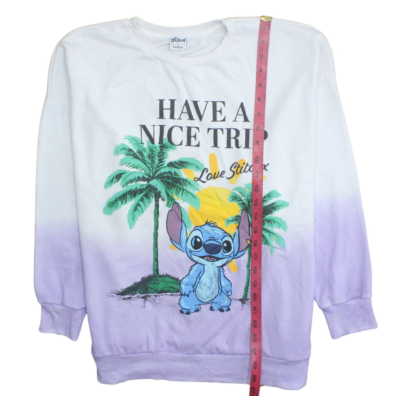 Disney Stitch at George Women’s White Purple Pullover Sweatshirt Size 8-10