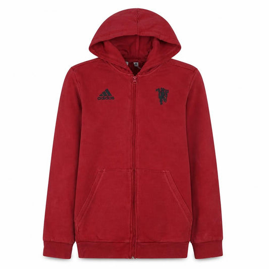 Adidas Boys Red Full Zip Hoodie 15-16 Years Manchester United Design