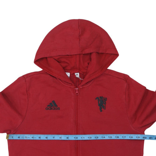 Adidas Boys Red Full Zip Hoodie 15-16 Years Manchester United Design