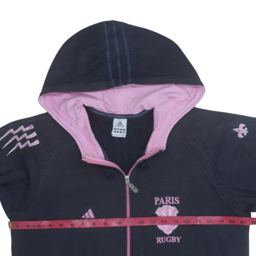 Adidas Womens Navy Pink Full Zip Paris Rugby Hoodie Size L