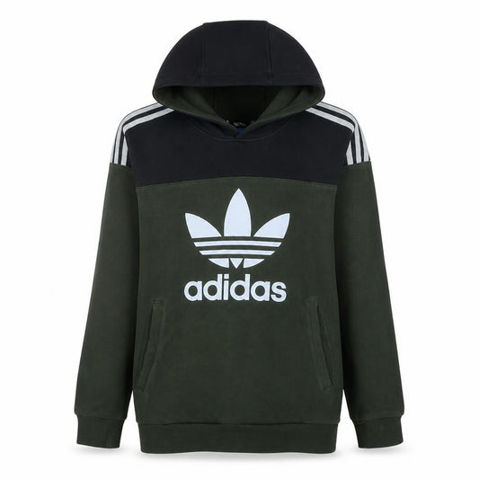 Adidas Boys Green & Black Pullover Hoodie L 14-16 Years Cotton Blend