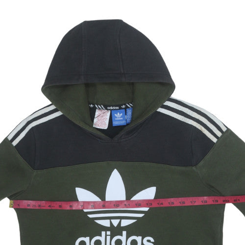 Adidas Boys Green & Black Pullover Hoodie L 14-16 Years Cotton Blend