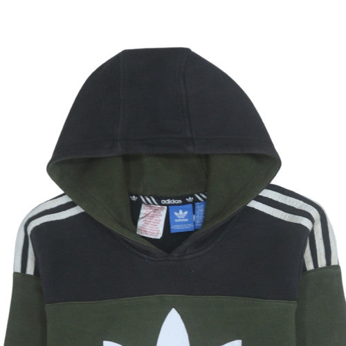 Adidas Boys Green & Black Pullover Hoodie L 14-16 Years Cotton Blend