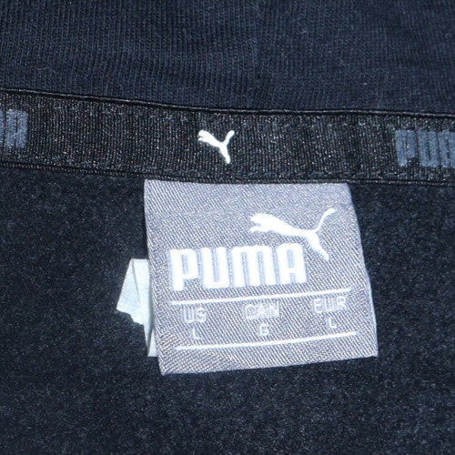 Puma Women Black Pullover Hoodie Large Logo Hooded Sweatshirt